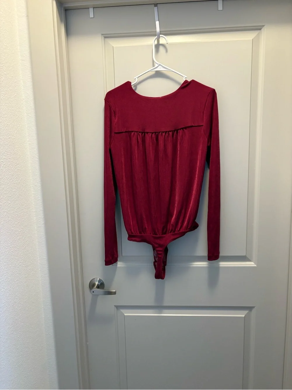 Free People Wine Wrap-Front Long Sleeve Bodysuit NWT Size M